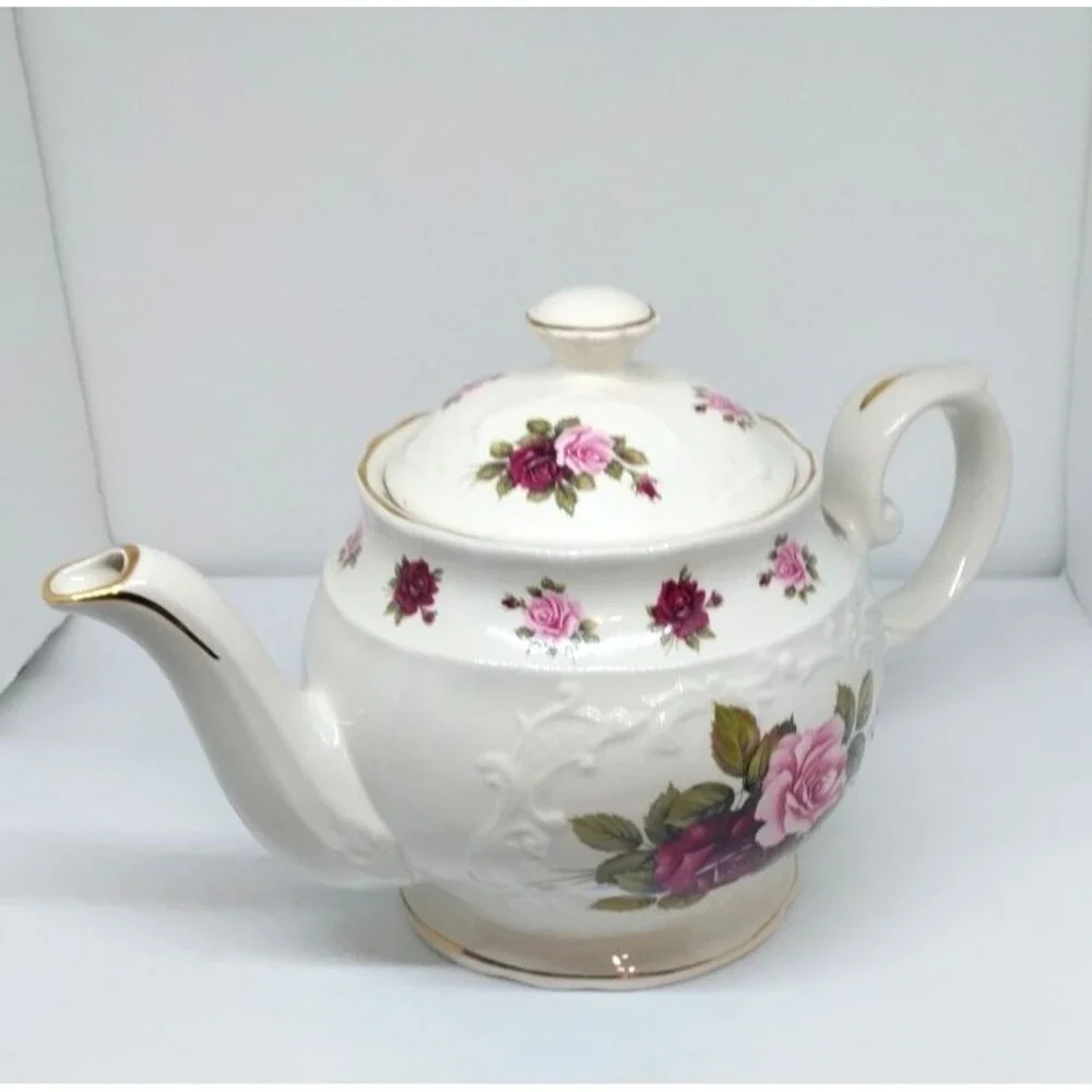 Vintage Crown Dorset Teapot Roses Staffordshire Fine Ceramics England